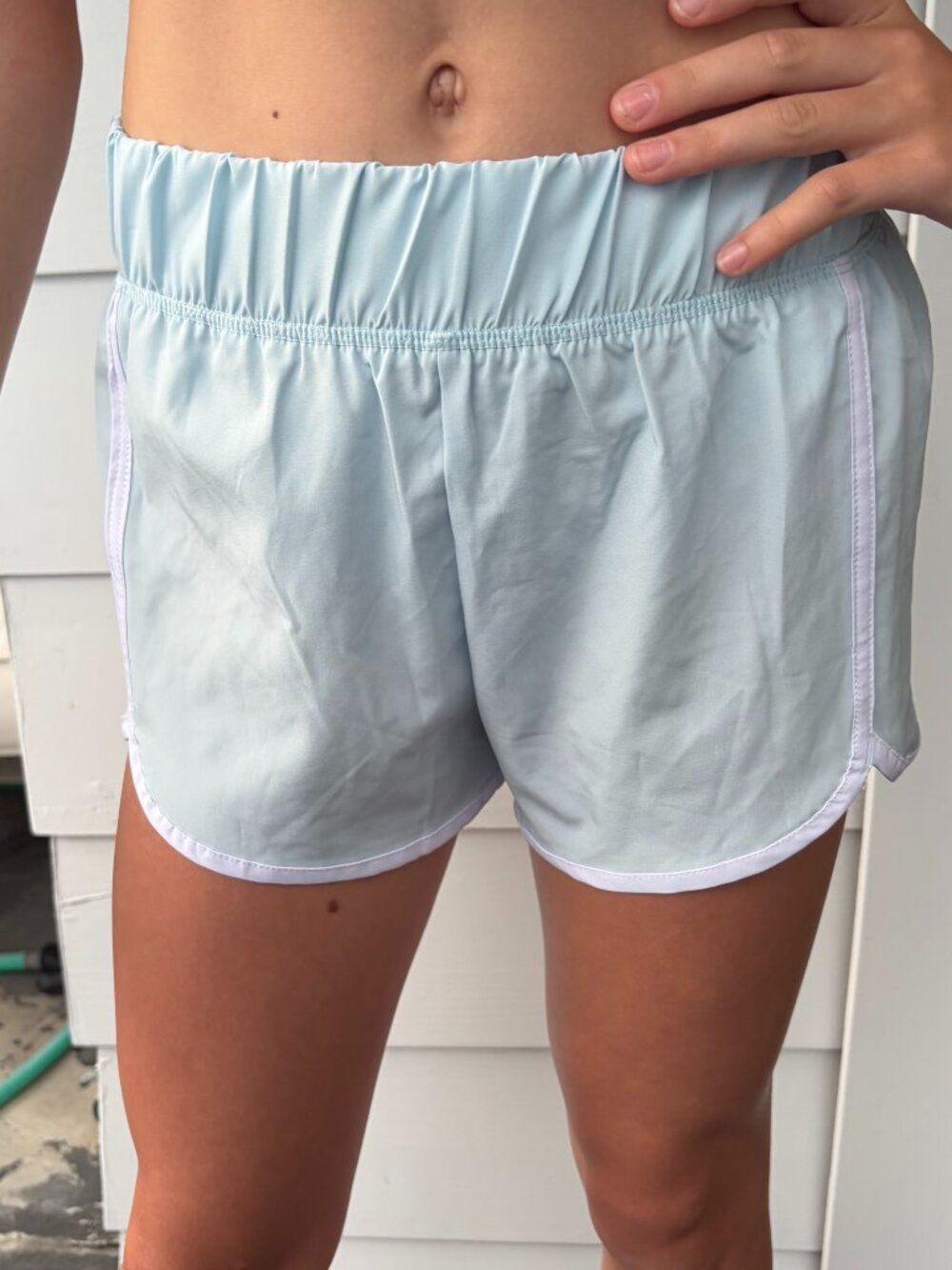 90 Degree by Reflex Girls Light Blue Running Shorts M 10